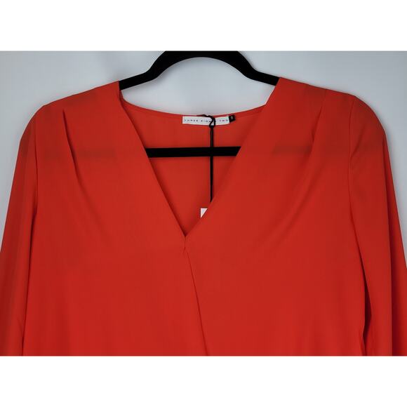Three Eighty Two Revolve Women's Sienna Surplice Blouse Tangerine Orange Size S - Picture 2 of 9